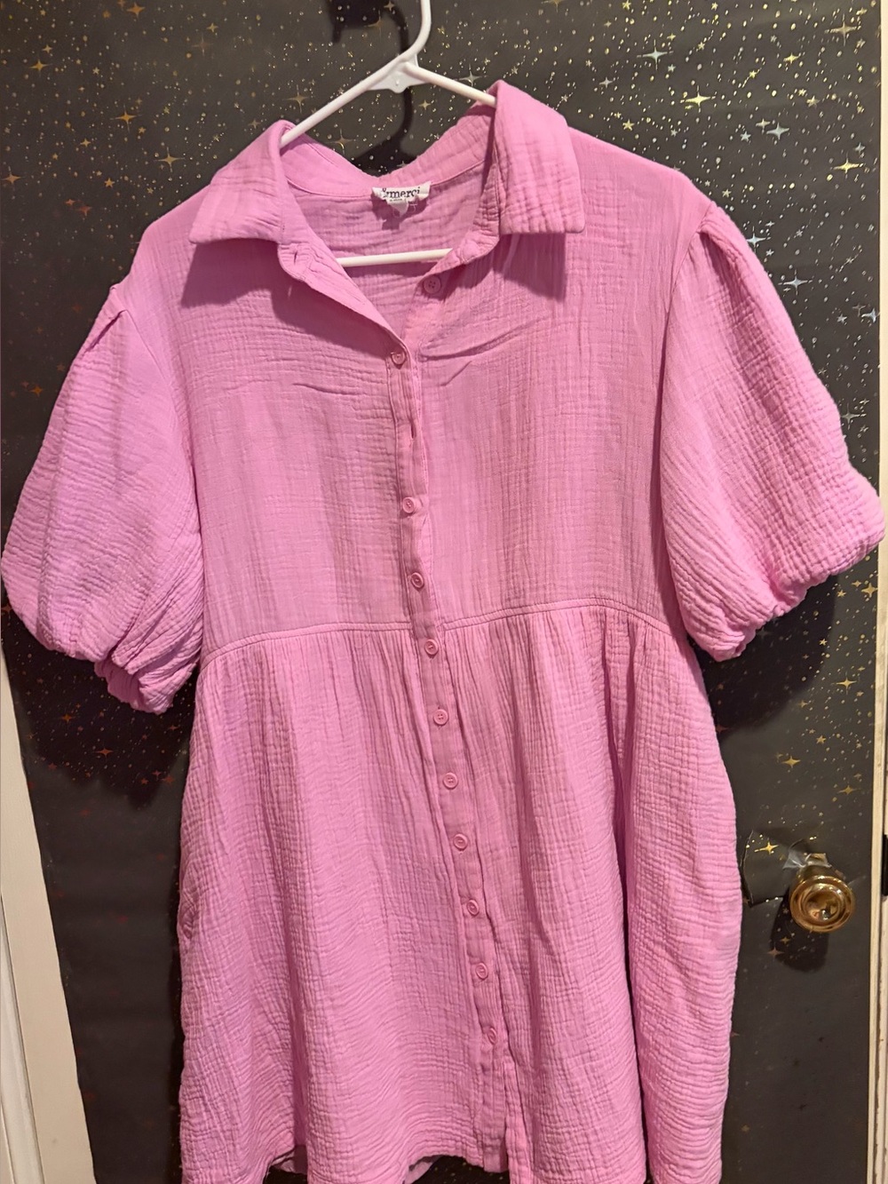 &merci Pink Button Front Mini Dress
